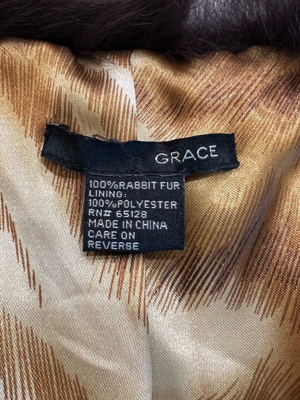Grace Genuine Rabbit Fur Stole Brown Satin Tie Wrap OS - Picture 5 of 6